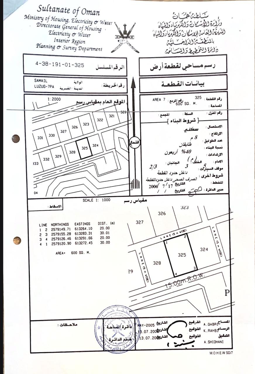 للبيع ارض في سمائل (لزغ)