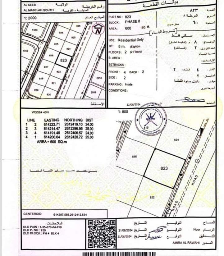 أرض وسطية للبيع -المعبيلة الجنوبية بلوك 8
