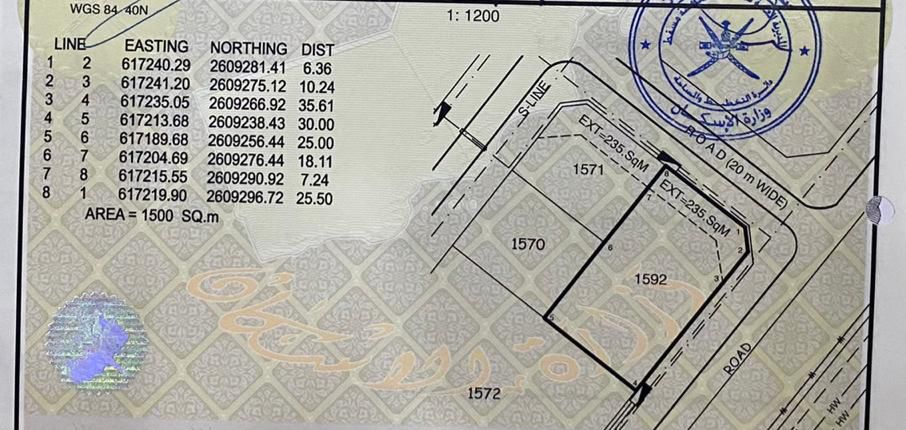 أرض كورنر سكنية بموقع مميز خط أول في الخوض السادسة، بمساحة 1500 قابلة للتقسيم، ، وتنفع للاستعمال التجاري